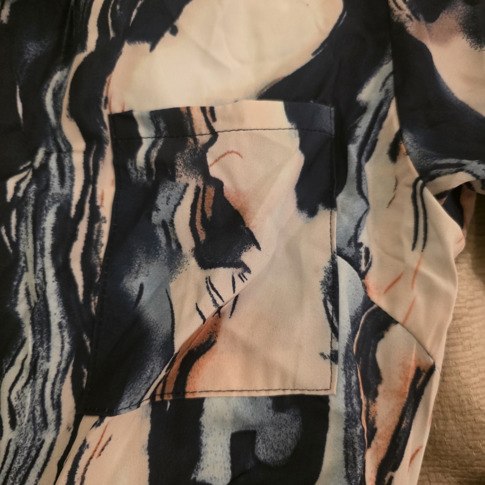 SHEIN Navy and Cream Abstract Long Sleeve Dress - Picture 5 of 6